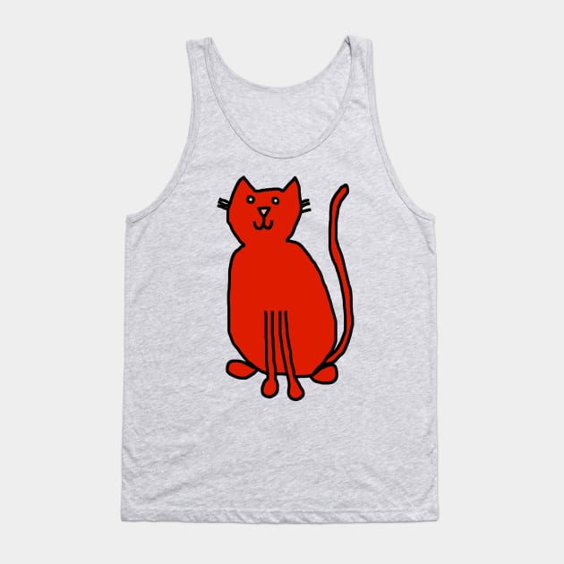 Red Cat Minimal Line Drawing Tank Top by ellenhenryart